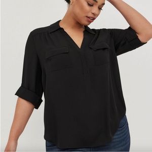 Torrid Madison Black Crepe Satin Shirt Size 00X